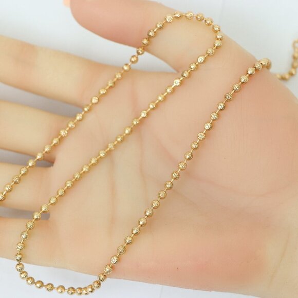 Textured Bead Rose Gold Necklace, Long Elegant Chain, XPNL0137 - Picture 2 of 12